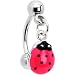 Lady Bug Pink Dangle Eyebrow Ring