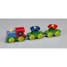 Nuchi Wooden Railway ~ 3-piece Flower Baby Train by Nuchi