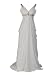 Artwedding Sleeveless V Neck Chiffon Empire Wedding Dress with Rhinestone,Ivory,4
