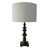 IMAGE OF Yosemite Home Decor PTL894 Portable Lamp Series 25.5-Inch Portable Table Lamp Mahogany Resin Base with White Shade