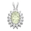 14K White Gold Prasiolite (Green Amethyst) and Diamond Pendant