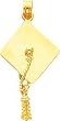14K Gold 3D Graduation Cap Charm