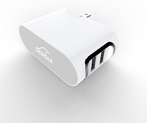 Seagle® Dual Port USB Wall Charger / Portable Travel Charger / Rapid Charger 3.1 Amp (15W) for iPhone 5S, 5C, 5, 4S, 4; iPad 2,3,4, mini, Air; iPod Touch, Nano, All Apple Device, Android Devices and Most USB Powered Devices - White
