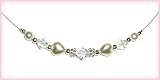 Sterling Silver LDS Baptism Necklace for Girls with Pearl Hearts (13 inch)