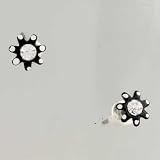 Black Flower April Birthstone Earrings Stud