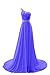 HTYS Bridal One Shoulder Beaded Chiffon Bridesmaid Empire Long Prom Dresses HY072