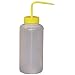 Vestil BTL-WW-32Y Wide Mouth Low Density Polyethylene (LDPE) Round Squeeze Wash Bottle with Wide Neck and Yellow Cap, 32 oz Capacity, Translucent