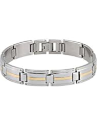 Stainless Steel Bracelet with 10KT Gold Inlay 08.50 Inch 10Ky Gold Inlay B850k
