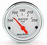 Arctic White™ Water Temperature Gauge 2 1/16 in. 100 - 250 Deg. F Incl. 1/8 in. NPT Sender 3/8/0.5 in. NPT Adapter Fitting