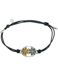 Sterling Silver 925 Oval Center Featuring Gold and Silver Enamel Flower Accen...