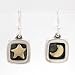 Square Sterling Silver and Brass Star and Moon Earrings, #8928