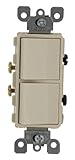 Leviton 5627-T 20 Amp, 120/277 Volt, Decora Brand Style Single-Pole / Single-Pole AC Combination Swi