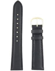 24mm Black Padded Genuine Calfskin Leather Replacement Watchband