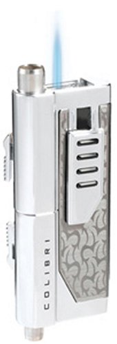 Colibri Oscar II Cigar Lighter Gunmetal Tattoo Design Polished Silver Windproof Punch