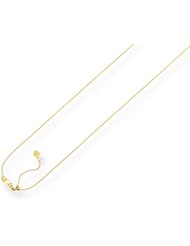 14K Yellow Gold 22 Inch Diamond Cut Adjustable Cable Chain with Lobster Clasp and Small Heart Charm
