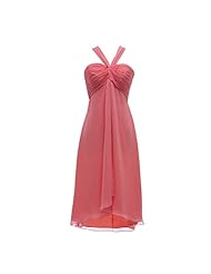 Ruched Lace Halter Sleeveless Chiffon Bridesmaid Dress 