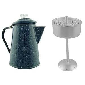 Camping Blue Enamel Coffee Pot with Percolator Top and Insert by Camp Coffee Pot