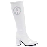 Womens GOGO Boots Peace Sign Hippie Costume Accessory Retro 3 Inch Heel Zipper
