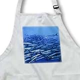Large school of Chevron Barracuda.(Sphyraena quenie).Solomon Islands - Medium Length Apron With Pouch Pockets 22w X 24l