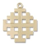 14K Gold Jerusalem Cross Medal Jerusalem Cross Pendant Religious Christian Catholic Jewelry