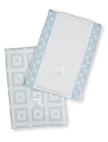 SwaddleDesigns Baby Burpie Set – Very Light Blue with Pastel Blue Mod Squares