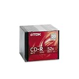 TKD ELECTRONICS(47821) CD-R Discs, 700MB/80min, 52x, w/Slim Jewel Cases, Silver, 20/pack