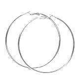 Beautiful 24k White Gold Layered GL Large 2 Hoop Earrings - Lifetime Warranty! Comes Gift Boxed (he2)