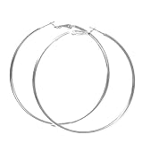 Beautiful 24k White Gold Layered GL Large 2" Hoop Earrings - Lifetime Warranty! Comes Gift Boxed (he2)