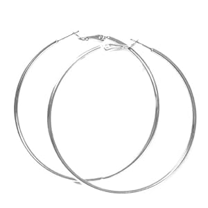Beautiful 24k White Gold Layered GL Large 2 Hoop Earrings - Lifetime Warranty! Comes Gift Boxed...