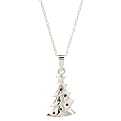 Sterling Silver Christmas Tree Pendant Necklace