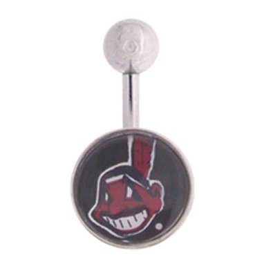Cleveland Indians 316L Stainless Steel Belly Ring - 14G - 3/8 Inch Bar Length - Sold Individually