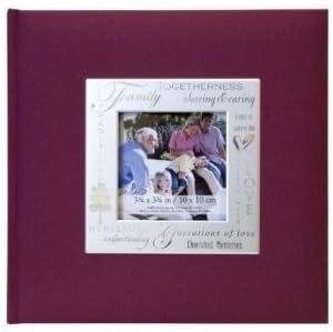 MCS MBI 846613 9 by 9-Inch Fabric Expressions with Frame Front 200 Pocket Album in Burgandy Family Theme