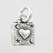 Little Square Heart Charm with Stars and Moons in Sterling Silver, #9200