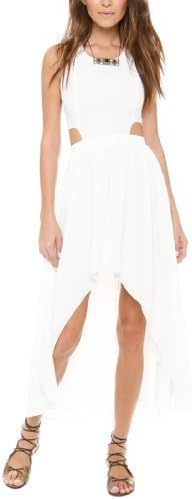 S-MSS Womens Hot Open Back High Low Irregular Party Prom Dance Dress White-XL