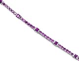 One of a Kind Design 5.75 carats total weight Princess & Round Cut Amethyst Bracelet in Sterling Silver