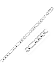 4.6mm 14K White Gold Solid Figaro Bracelet