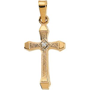 14K Yellow Gold Diamond Cross Pendant