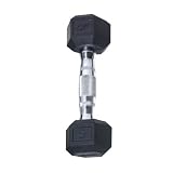 Cap Barbell Rubber Coated Hex Dumbbell with Contoured Chrome Handle (5-Pound)