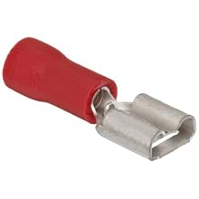 Morris Products 10313 Female Disconnect, Vinyl Insulated, Red, 22-16 Wire Size, 0.02"X0.205" NEMA Tab  (Pack of 100)