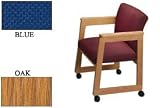 Flared Arm Chair Oak Blue With Casters. Package of 2