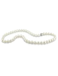 Sterling Silver Freshwater White Pearl Necklace With Ball Clasp (6.5-7 mm)