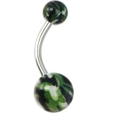 Green Camouflage Toxic Flame Belly Ring