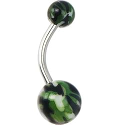 Green Camouflage Toxic Flame Belly Ring