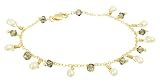 Gold Over Sterling Silver 7.5 Chain Bracelet with White Freshwater Rice Pearl and Crystallized Swarovski Elements Bicone Black Diamond Color Drops 31fIj13eJyL. SL160 Gold Over Sterling Silver 7.5 Chain Bracelet with White Freshwater Rice Pearl and Crystallized Swarovski Elements Bicone Black Diamond Color Drops