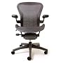 Aeron Chair - Basic by Herman Miller - Graphite Frame - Grey-Black Tuxedo Size B (Medium)