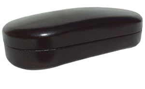 Sunglass Case - Hard Metal Core Clamshell Style Eyeglass Case for Large - Extra Large Sunglasses/Eyeglasses - (Dark Brown) Classic Style for Men & Women - Protect Your Best Glasses with This Luxurious Interior Solid Case and Pouch - 120 Day Guarantee