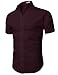 H2H Men's Wrinkle Free Slim Fit Button-down Short Sleeve Shirt