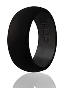 DHG Silicone Wedding Ring Band for Men 8.7mm Wide for an Active Lifestyle Sports and Activity - Made From Premium Quality Non Toxic Medical Grade Silicone (Black, 10)