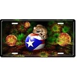 Coqui Over Ball That Has a Flag with Background of Flowers
