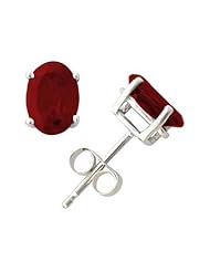 4.00 Carat All-Natural Genuine 8x6 mm, Oval Ruby earrings set in 14k White Gold